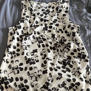LOFT Black and White Patterned Sleeveless Top